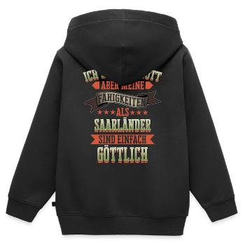 Saarland Saarländerin Saarländer Spruch - Kinder Premium Organic Zip Hoodie - Schwarz - Hinten - AI Model Kid Male (0cm)