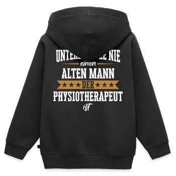 Physiotherapeut Physio Praxis Physiotherapie - Kinder Premium Organic Zip Hoodie - Schwarz - Hinten - AI Model Kid Male (0cm)