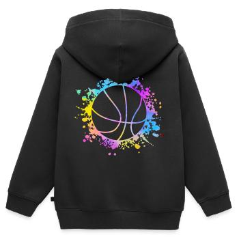Basketball Paint Splatters colorful - Kids Premium Organic Zip-up Hoodie - black - Back - AI Model Kid Male (0cm)