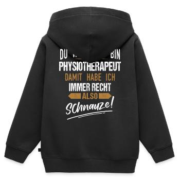 Physiotherapeut Physio Praxis Physiotherapie - Kinder Premium Organic Zip Hoodie - Schwarz - Hinten - AI Model Kid Male (0cm)
