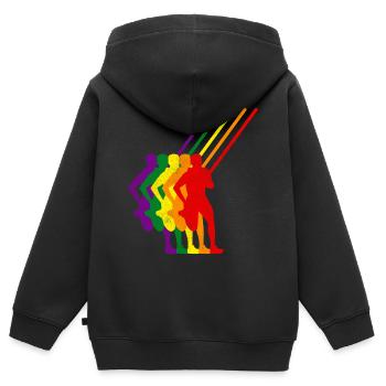 Saut à la perche Saut de saut Athlétisme coloré - Sweat Premium à capuche zippé enfant bio - noir - Dos - AI Model Kid Male (0cm)