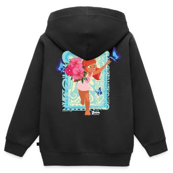 Zoom Der Weiße Delfin Marina Sammelt Blumen - Kinder Premium Organic Zip Hoodie - Schwarz - Hinten - AI Model Kid Male (0cm)