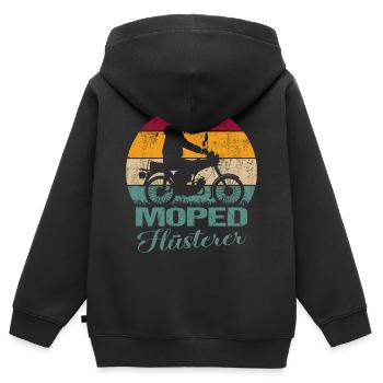 Moped DDR Mofa Ost S51 Flüsterer Retro Geschenk - Kinder Premium Organic Zip Hoodie - Schwarz - Hinten - AI Model Kid Male (0cm)