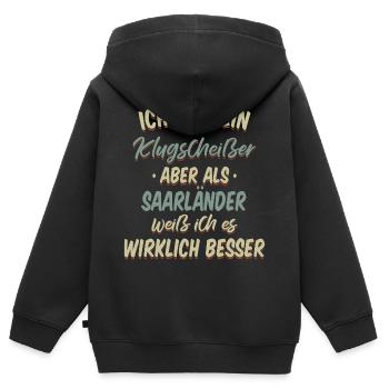 Saarland Saarländerin Saarländer Spruch - Kinder Premium Organic Zip Hoodie - Schwarz - Hinten - AI Model Kid Male (0cm)