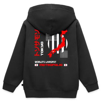 La plus grande métropole du monde urbain du Japon - Sweat Premium à capuche zippé enfant bio - noir - Dos - AI Model Kid Male (0cm)