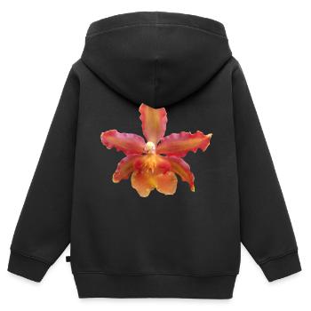 Fleur d’orchidée, Vigne d’orchidée, Fleur d’orchidée - Sweat Premium à capuche zippé enfant bio - noir - Dos - AI Model Kid Male (0cm)