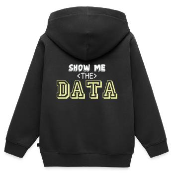 Statistiker Zitat Statistiker Lustig Zeig mir die - Kinder Premium Organic Zip Hoodie - Schwarz - Hinten - AI Model Kid Male (0cm)