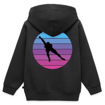 Eisschnelllauf Eisschnelllauf Schlittschuhrennen Vintage Retro - Kinder Premium Organic Zip Hoodie - Schwarz - Hinten - AI Model Kid Male (0cm)