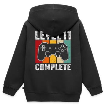 11.Geburtstag - 11 Jahre Gamer Level 11 complete - Kinder Premium Organic Zip Hoodie - Schwarz - Hinten - AI Model Kid Male (0cm)