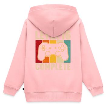 16.Geburtstag - 16 Jahre Gamer Level 16 complete - Kinder Premium Organic Zip Hoodie - Rosa - Hinten - AI Model Kid Female (0cm)