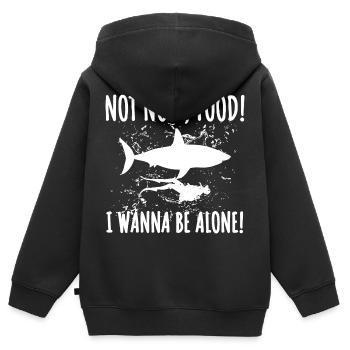 Requin Shark Fin Requin Blanc Requin Baleine Requin Requin - Sweat Premium à capuche zippé enfant bio - noir - Dos - AI Model Kid Male (0cm)