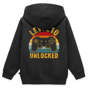 10.Geburtstag - 10 Jahre Gamer Level 10 unlocked - Kinder Premium Organic Zip Hoodie - Schwarz - Hinten - AI Model Kid Male (0cm)