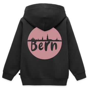 Bern, skyline, Kreis, lila, scherenschnitt, Braun - Kinder Premium Organic Zip Hoodie - Schwarz - Hinten - AI Model Kid Male (0cm)