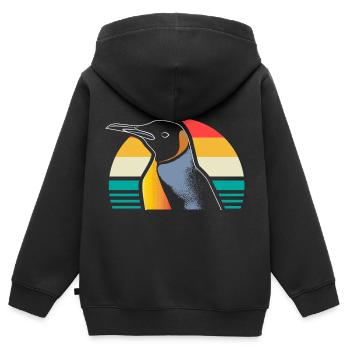 Pingouin Oiseau de mer du pôle Sud - Sweat Premium à capuche zippé enfant bio - noir - Dos - AI Model Kid Male (0cm)