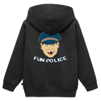 Fun Police für Polizei T-Shirt Design Notfall - Kinder Premium Organic Zip Hoodie - Schwarz - Hinten - AI Model Kid Male (0cm)