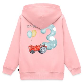 3. Geburtstag Traktor - Kinder Premium Organic Zip Hoodie - Rosa - Hinten - AI Model Kid Female (0cm)