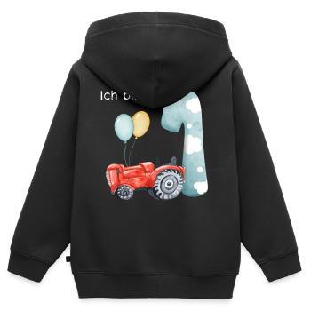 1. Geburtstag Traktor - Kinder Premium Organic Zip Hoodie - Schwarz - Hinten - AI Model Kid Male (0cm)