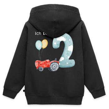 2. Geburtstag Traktor - Kinder Premium Organic Zip Hoodie - Schwarz - Hinten - AI Model Kid Male (0cm)