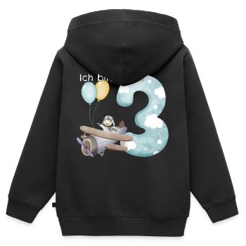 3. Geburtstag Flugzeug Pilot - Kinder Premium Organic Zip Hoodie - Schwarz - Hinten - AI Model Kid Male (0cm)
