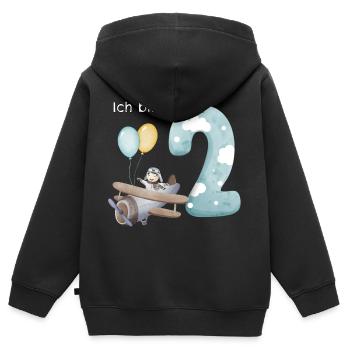 2. Geburtstag Flugzeug Pilot - Kinder Premium Organic Zip Hoodie - Schwarz - Hinten - AI Model Kid Male (0cm)