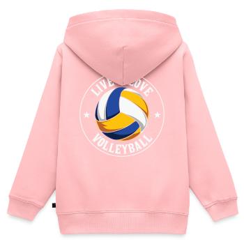 Citation volleyball Live Love Volleyball - Sweat Premium à capuche zippé enfant bio - rose - Dos - AI Model Kid Female (0cm)
