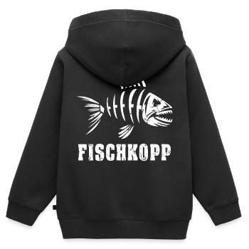Fischkopp - Kinder Premium Organic Zip Hoodie - Schwarz - Hinten - AI Model Kid Male (0cm)