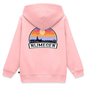 Nijmegen Niederlande Skyline Vintage Sunset Travel - Kinder Premium Organic Zip Hoodie - Rosa - Hinten - AI Model Kid Female (0cm)