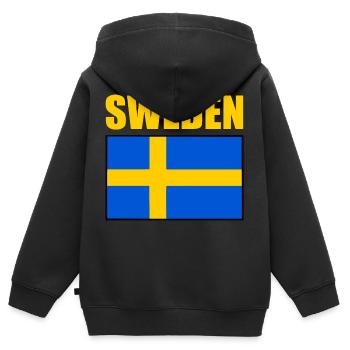 Schweden - Kinder Premium Organic Zip Hoodie - Schwarz - Hinten - AI Model Kid Male (0cm)