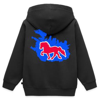 Tölter Iceland Map - Kinder Premium Organic Zip Hoodie - Schwarz - Hinten - AI Model Kid Male (0cm)