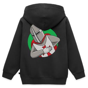 Friendly Crusader - Kids Premium Organic Zip-up Hoodie - black - Back - AI Model Kid Male (0cm)