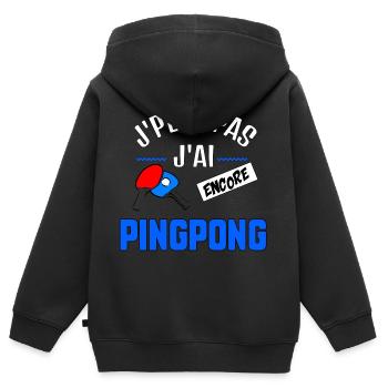 J’peux pas j’ai Ping Ping - Sweat Premium à capuche zippé enfant bio - noir - Dos - AI Model Kid Male (0cm)
