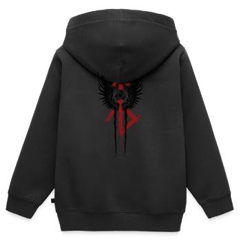 Flügel der Walküre und des nordischen Symbols Valknut - Kinder Premium Organic Zip Hoodie - Schwarz - Hinten - AI Model Kid Male (0cm)