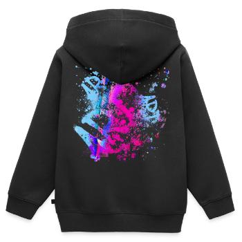 art, graffiti, peinture, coloré, œuvre d’art, art - Sweat Premium à capuche zippé enfant bio - noir - Dos - AI Model Kid Male (0cm)