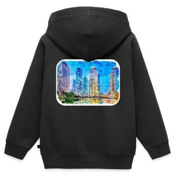 Shanghai China Aquarell Skizze Illustration - Kinder Premium Organic Zip Hoodie - Schwarz - Hinten - AI Model Kid Male (0cm)