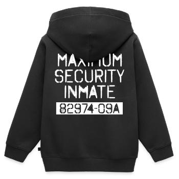 Halloween Prison Prison Costume Hommes Femmes Prisonnier - Sweat Premium à capuche zippé enfant bio - noir - Dos - AI Model Kid Male (0cm)