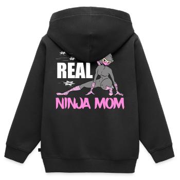 Real Ninja Mom Karate Martial Arts Fencer Ninja - Sweat Premium à capuche zippé enfant bio - noir - Dos - AI Model Kid Male (0cm)