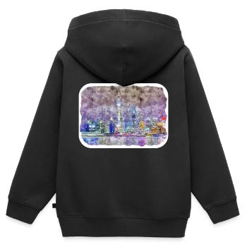 Shanghai China Aquarell Skizze Illustration - Kinder Premium Organic Zip Hoodie - Schwarz - Hinten - AI Model Kid Male (0cm)