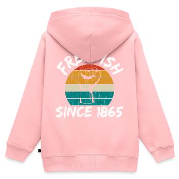 Sieg Freiheit Vielfalt Rechte Gerechtigkeit Gleichheit - Kinder Premium Organic Zip Hoodie - Rosa - Hinten - AI Model Kid Female (0cm)