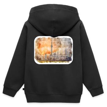 Shanghai China Aquarell Skizze Illustration - Kinder Premium Organic Zip Hoodie - Schwarz - Hinten - AI Model Kid Male (0cm)