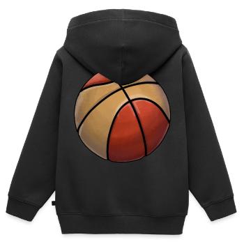 Basketball Sticker - Kinder Premium Organic Zip Hoodie - Schwarz - Hinten - AI Model Kid Male (0cm)