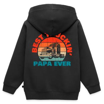 Happy Father's Day Dad Travel Load Apparel Title: - Kids Premium Organic Zip-up Hoodie - black - Back - AI Model Kid Male (0cm)