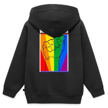 Nous nous élevons ensemble legal liberté coloré - Sweat Premium à capuche zippé enfant bio - noir - Dos - AI Model Kid Male (0cm)
