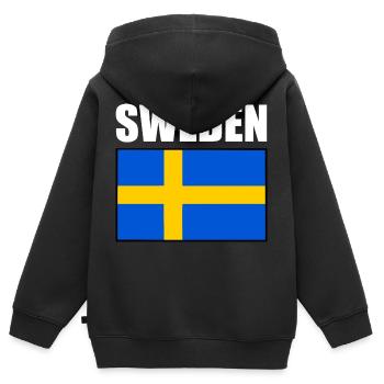 Suède - Sweat Premium à capuche zippé enfant bio - noir - Dos - AI Model Kid Male (0cm)