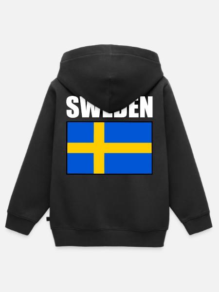 Sverige - Hoodie Premium med dragkedja barn ekologisk - svart