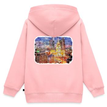 Moskau Russland Aquarell Skizze Illustration - Kinder Premium Organic Zip Hoodie - Rosa - Hinten - AI Model Kid Female (0cm)