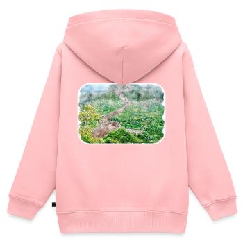 Peking China Aquarell Skizze Illustration - Kinder Premium Organic Zip Hoodie - Rosa - Hinten - AI Model Kid Female (0cm)