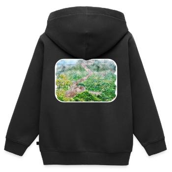 Beijing China Watercolor Sketch Illustration - Kids Premium Organic Zip-up Hoodie - black - Back - AI Model Kid Male (0cm)