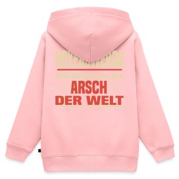 Arsch der Welt Hoyerswerda - Kinder Premium Organic Zip Hoodie - Rosa - Hinten - AI Model Kid Female (0cm)