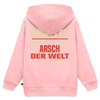 Arsch der Welt Görlitz - Kinder Premium Organic Zip Hoodie - Rosa - Hinten - AI Model Kid Female (0cm)