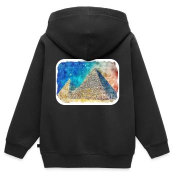 Cairo Egypt Watercolor Sketch Drawn Illustration - Kids Premium Organic Zip-up Hoodie - black - Back - AI Model Kid Male (0cm)